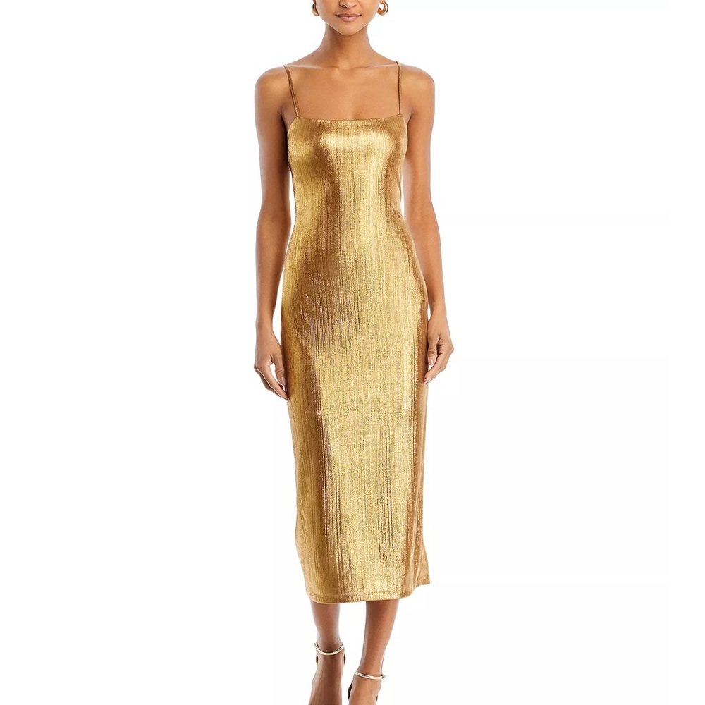 AQUA x Venus Williams Metallic Rib Slip Dress NWT XS